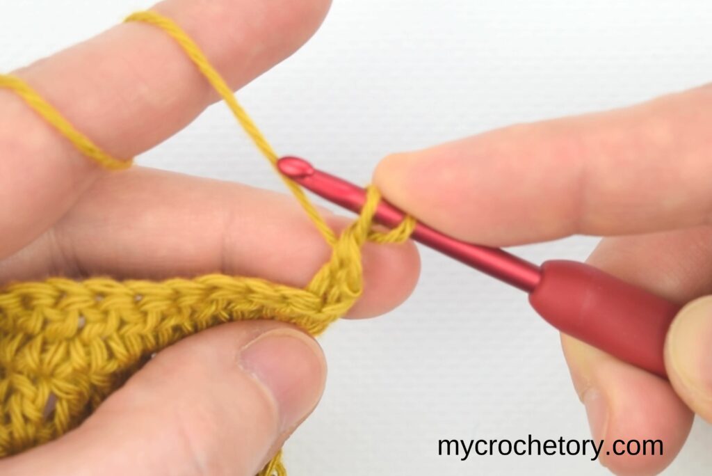 How To Crochet Standing Stitches: double crochet - first part of the double crochet standing stitch