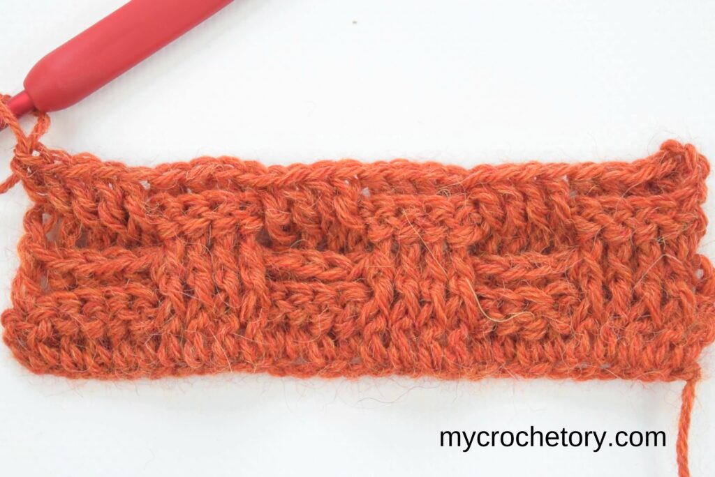 How to Crochet Basketweave Stitch: Row 4 completed