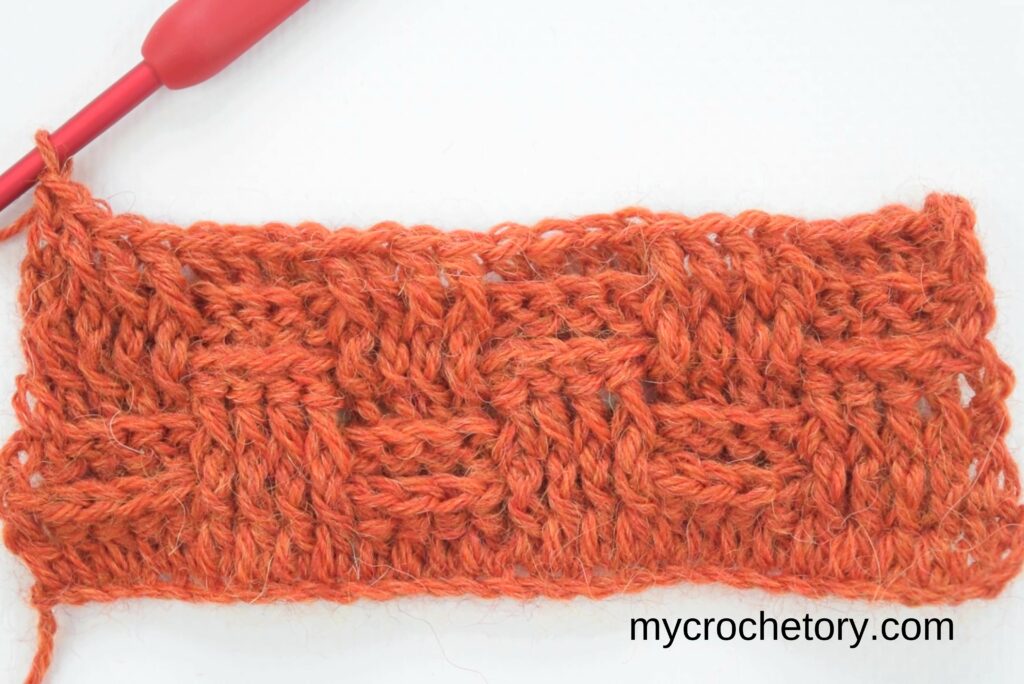 How to Crochet Basketweave Stitch: Row 5 completed