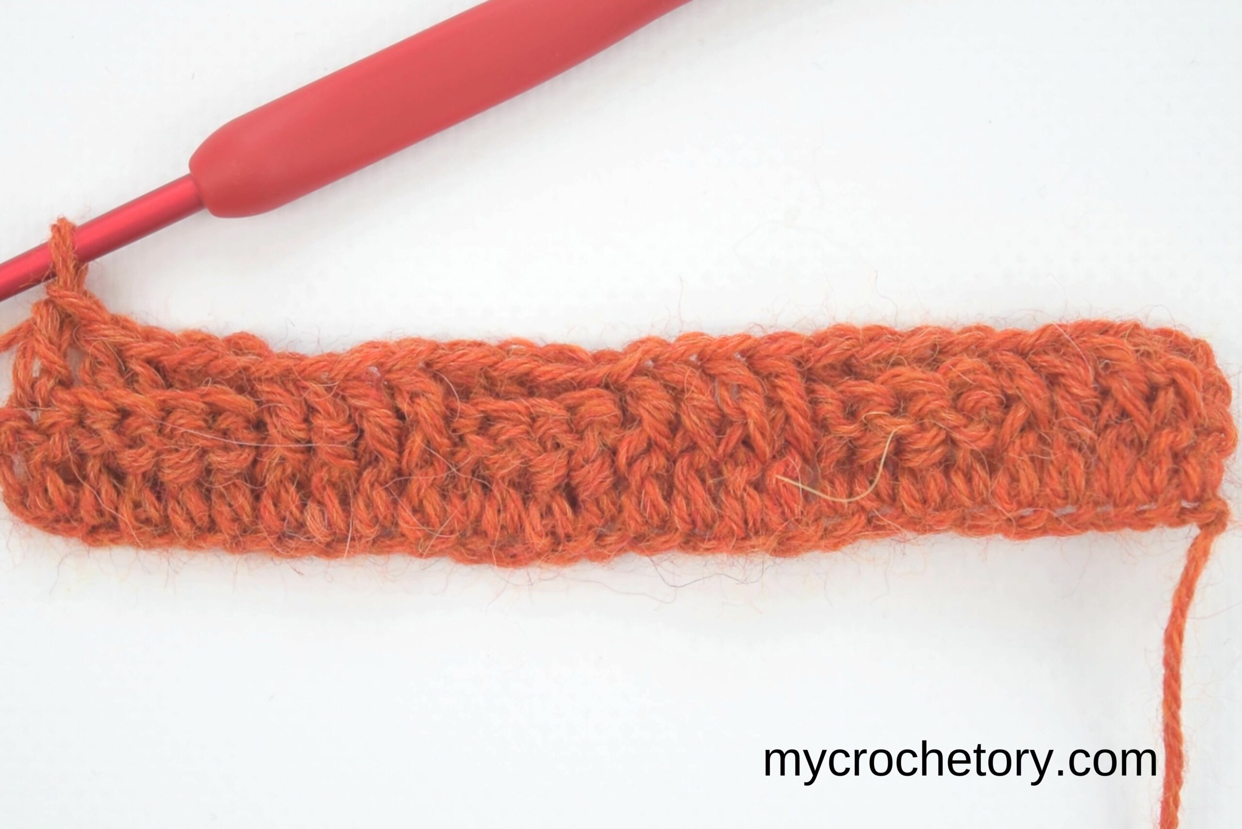 How to Crochet Basketweave Stitch: Row 2 completed