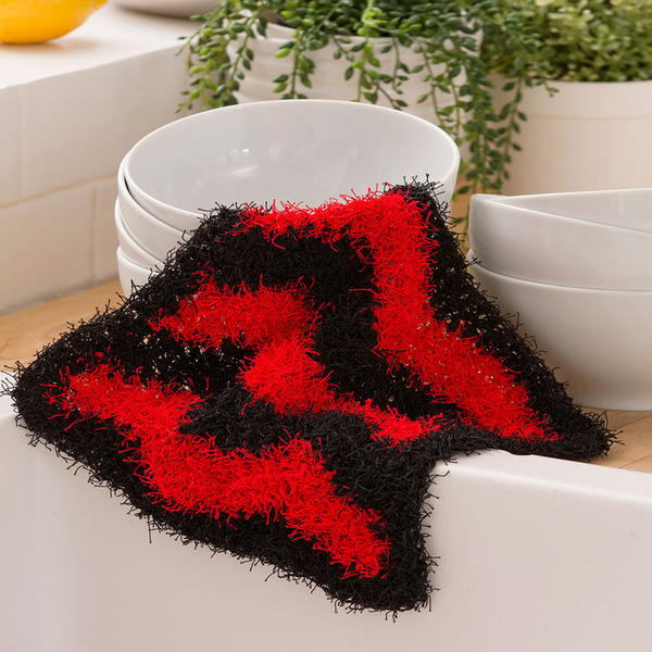 Chevron Crochet Scrubbie - stylish chevron-patterned scrubby, featured in scrubby yarn crochet patterns.