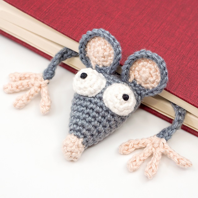 Fun crochet rat bookmark. This crochet animal pattern free is cute and useful for keeping your place in books.