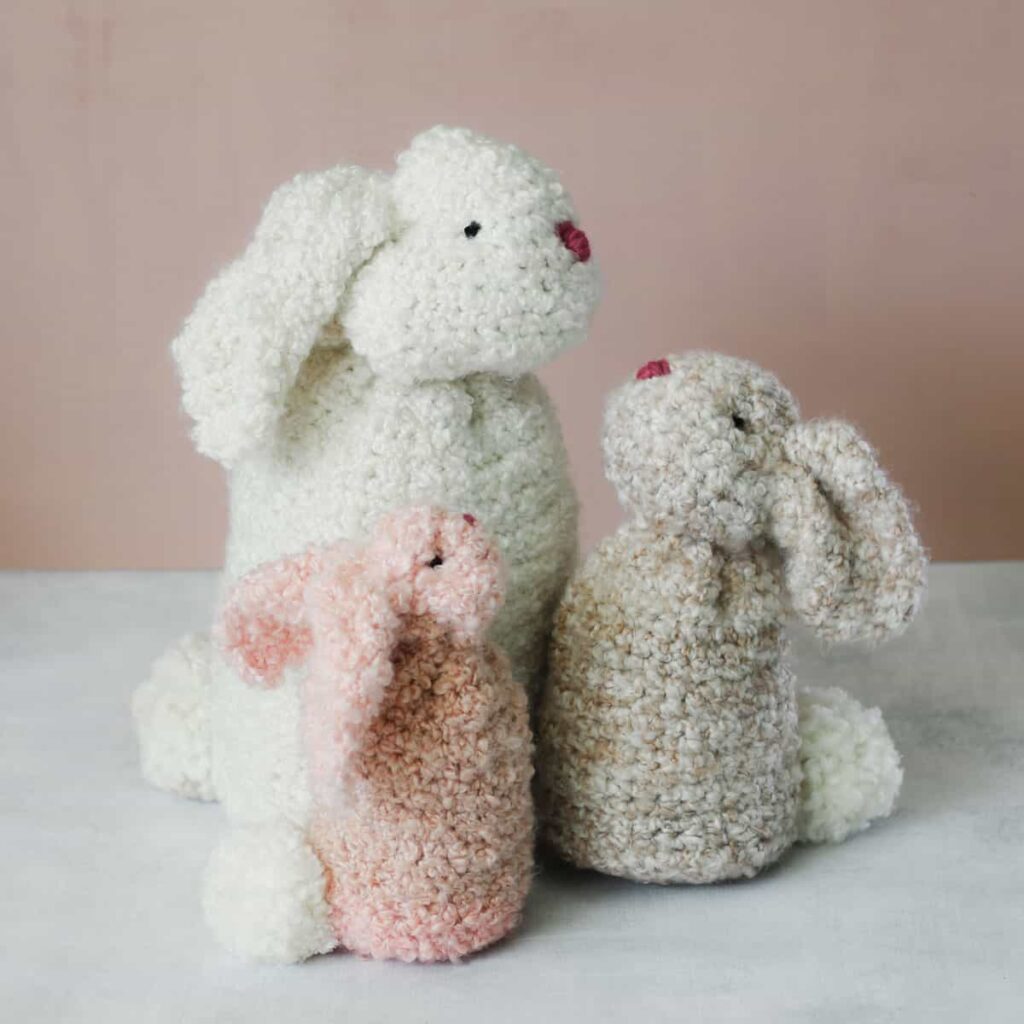 Easy crochet bunny made from a rectangle. This crochet animal pattern free is perfect for quick gifts.