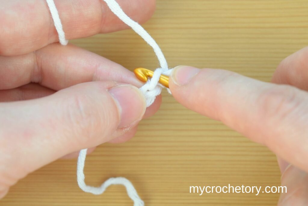 Insert hook into the second chain. How to crochet an I-cord easy tutorial.
