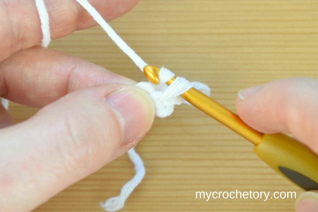 Make a slip stitch. One loop left. How to crochet an I-cord easy tutorial.