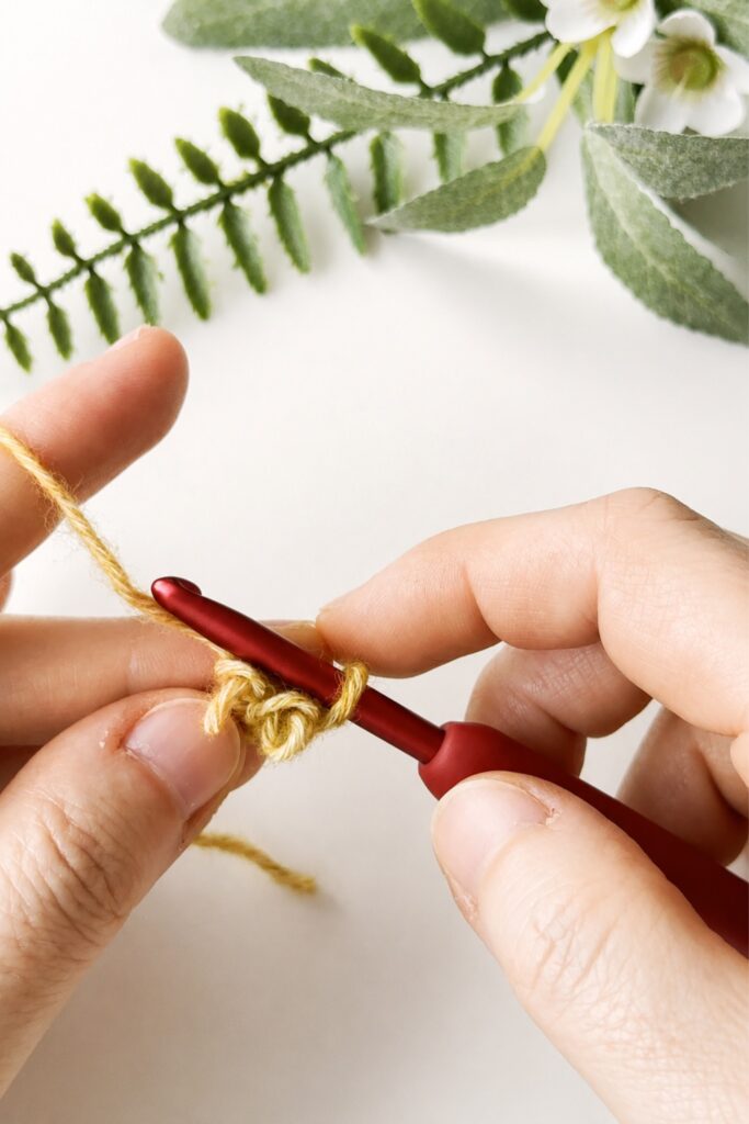 Dropped loops on a crochet hook while working a crochet I-Cord step by step