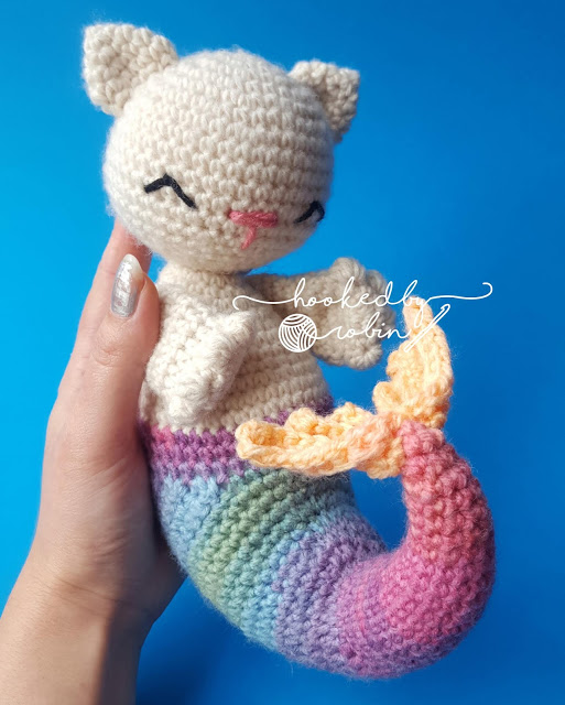 Adorable cat-mermaid crochet. This crochet animal pattern free is unique and fun to make.
