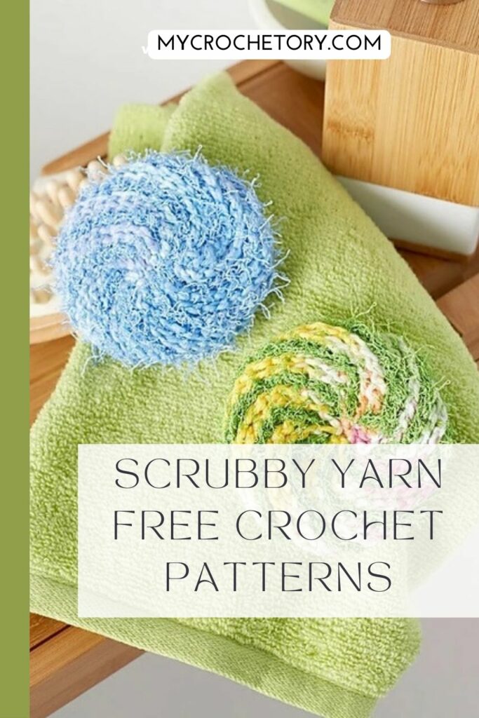 Collection of the best and easiest scrubby yarn crochet patterns showcasing bright colors and unique textures, ideal for beginners and experienced crocheters.