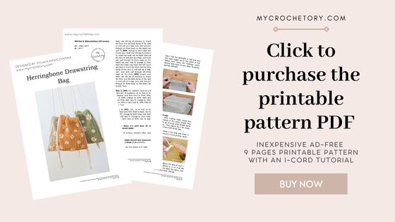 Purchase the printable crochet drawstring bag pattern PDF