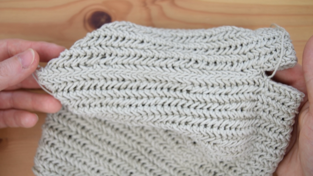 Stitching the sides of the crochet drawstring bag pattern