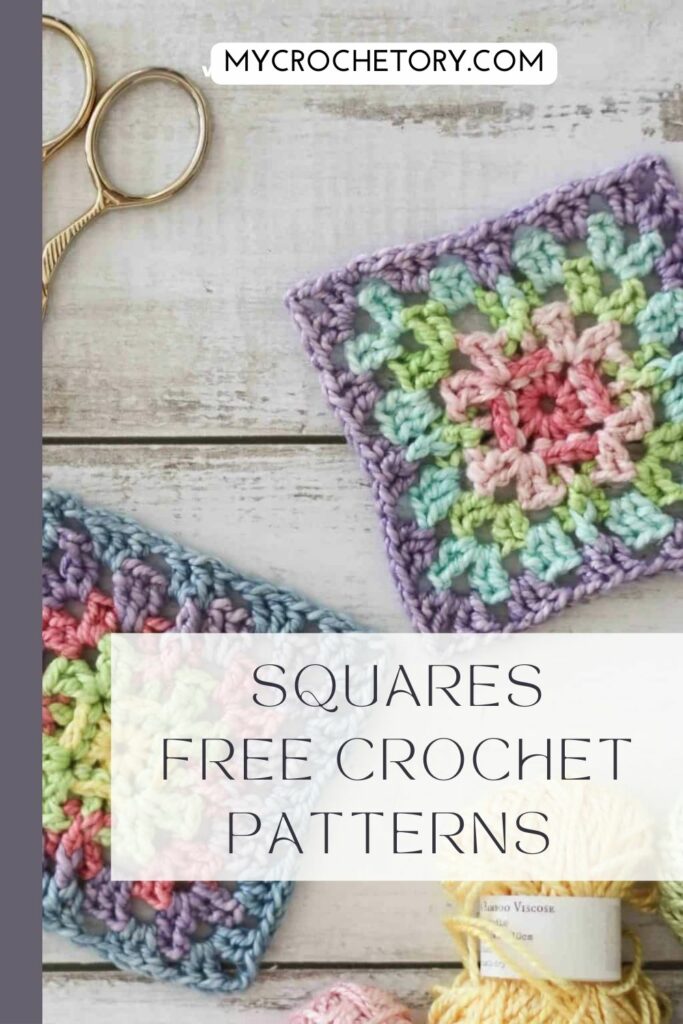 oft pastel crochet squares patterns in delicate shades. Ideal for creating cozy, vintage-inspired blankets or cushion covers.