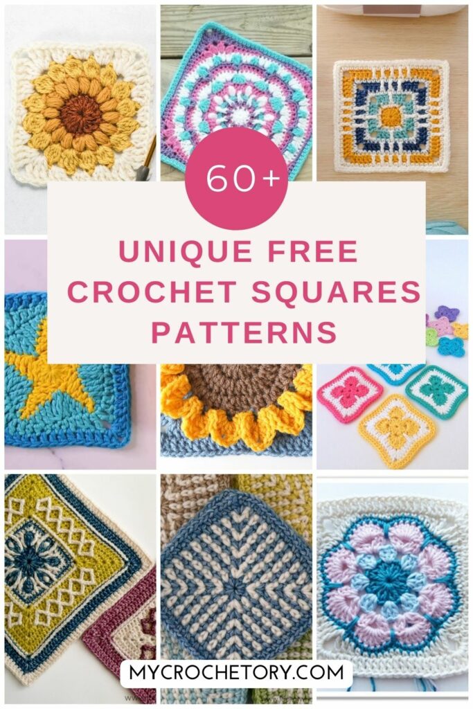 A collection of unique crochet squares patterns in various designs. Over 60 free patterns to inspire your next creative project.