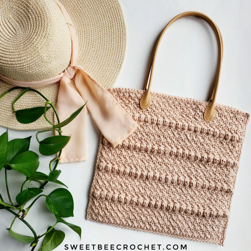 Fun bobble stitch tote bag for casual outings – textured crochet bags patterns.