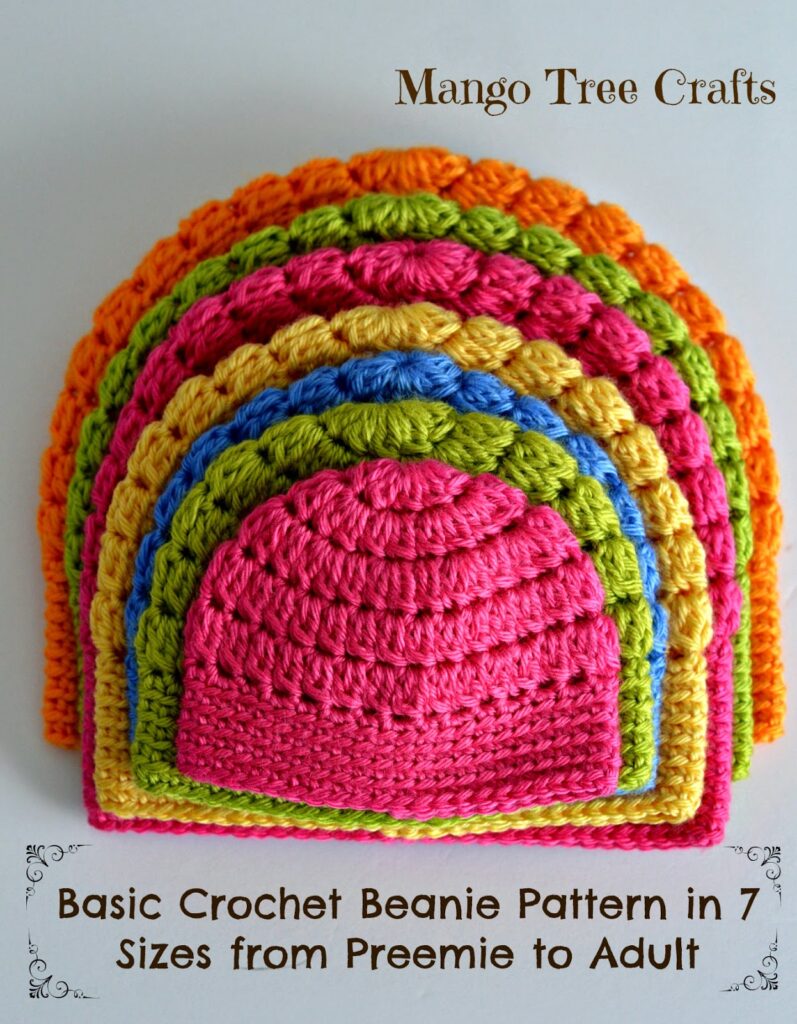 Colorful crochet beanies stacked together, showcasing a variety of infant crochet hat patterns perfect for any little one.