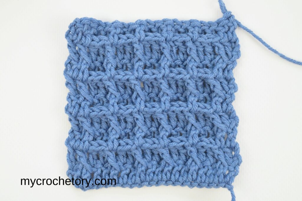 Finished waffle texture in the waffle stitch crochet pattern.