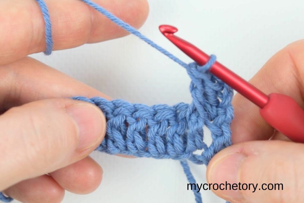 Front post double crochet for the waffle stitch crochet pattern.