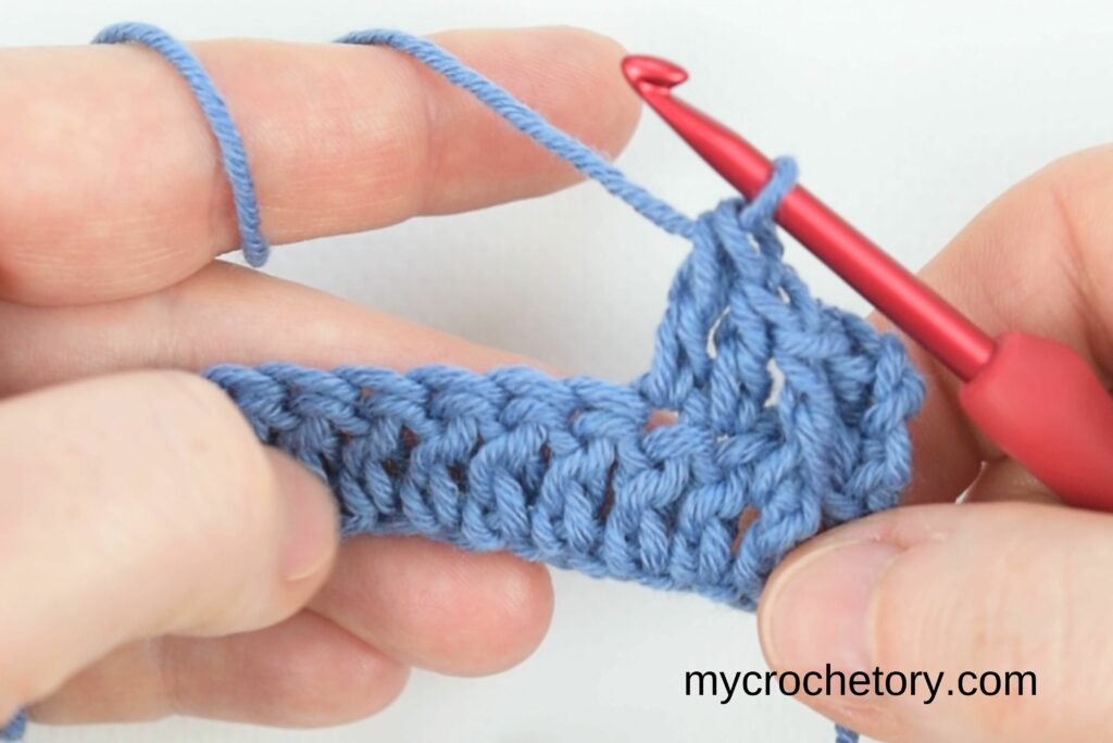 Pattern sequence repeat in the waffle stitch crochet pattern.