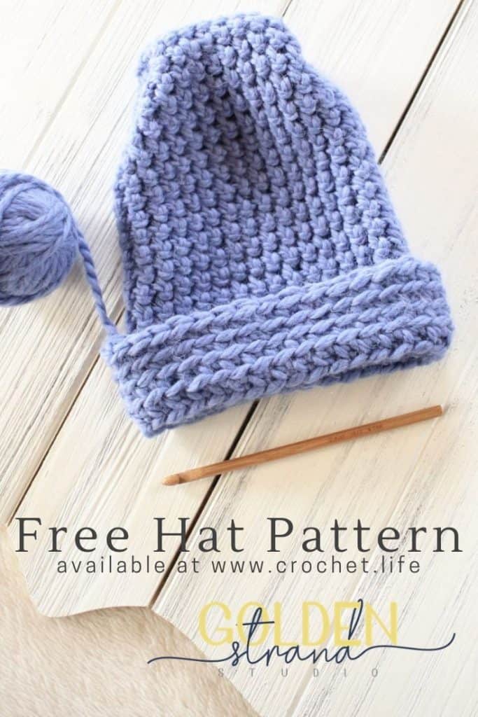 Infant crochet hat patterns showcasing a cozy purple beanie.