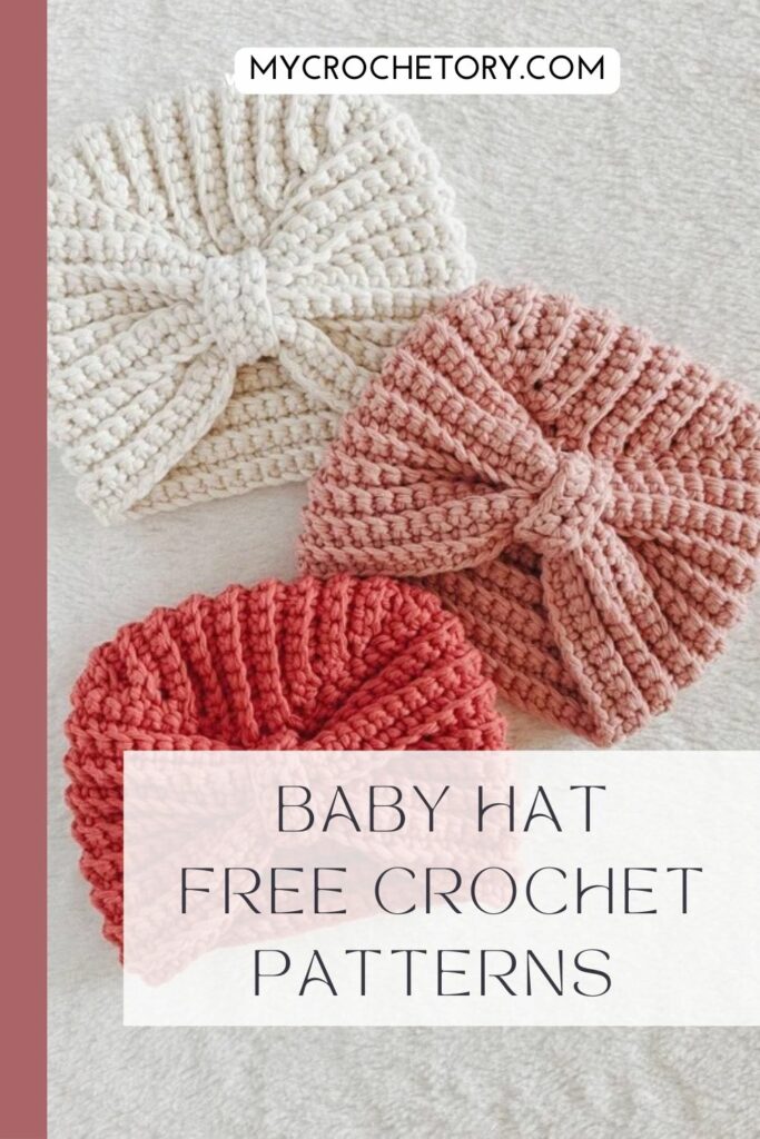 Three soft and cozy infant crochet hat patterns with bows, showcasing lovely textures and colors for stylish babies.