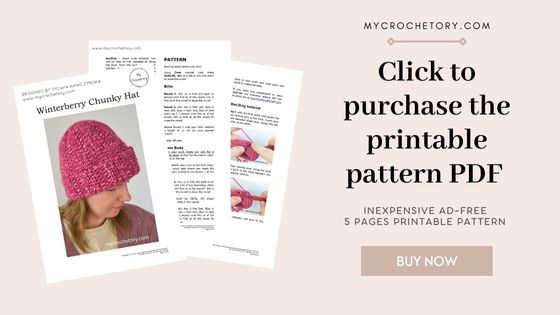 Chunky crochet hat pattern PDF with a folded brim design available for purchase.