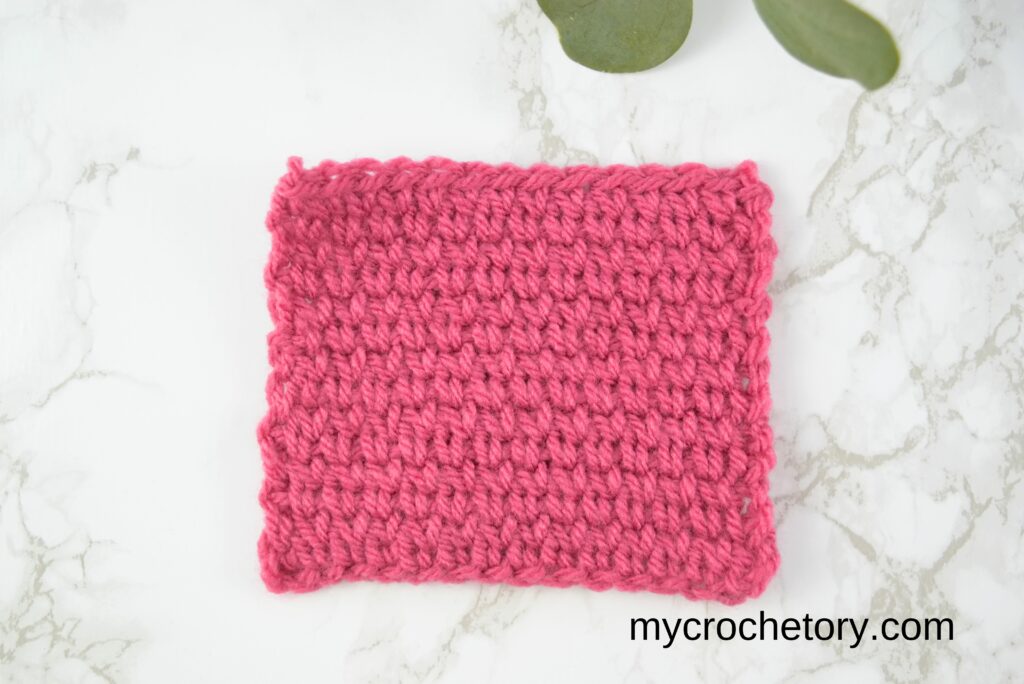 Crochet waistcoat stitch worked in rows.