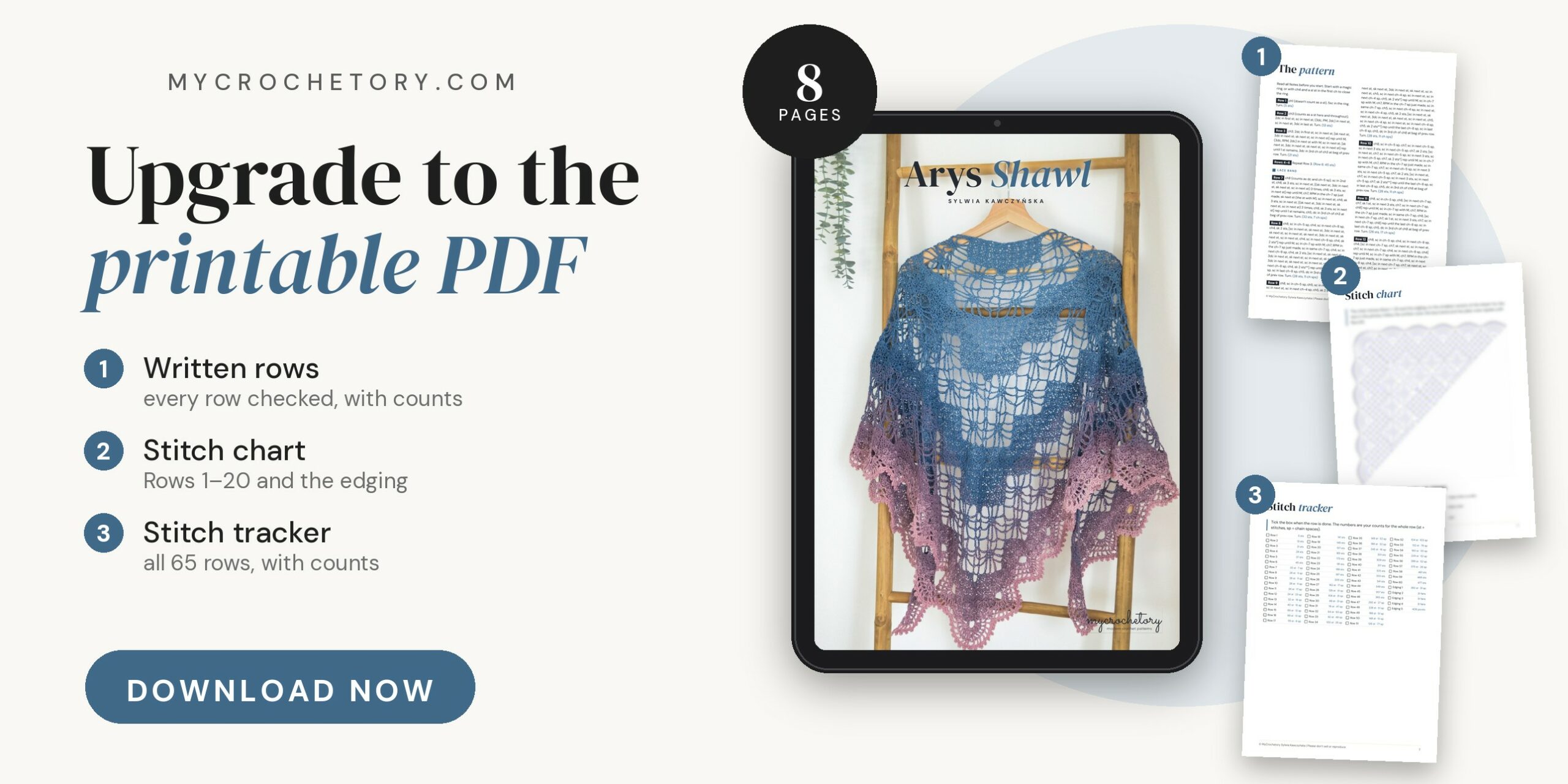 Arys Shawl crochet pattern PDF - upgrade to the printable PDF