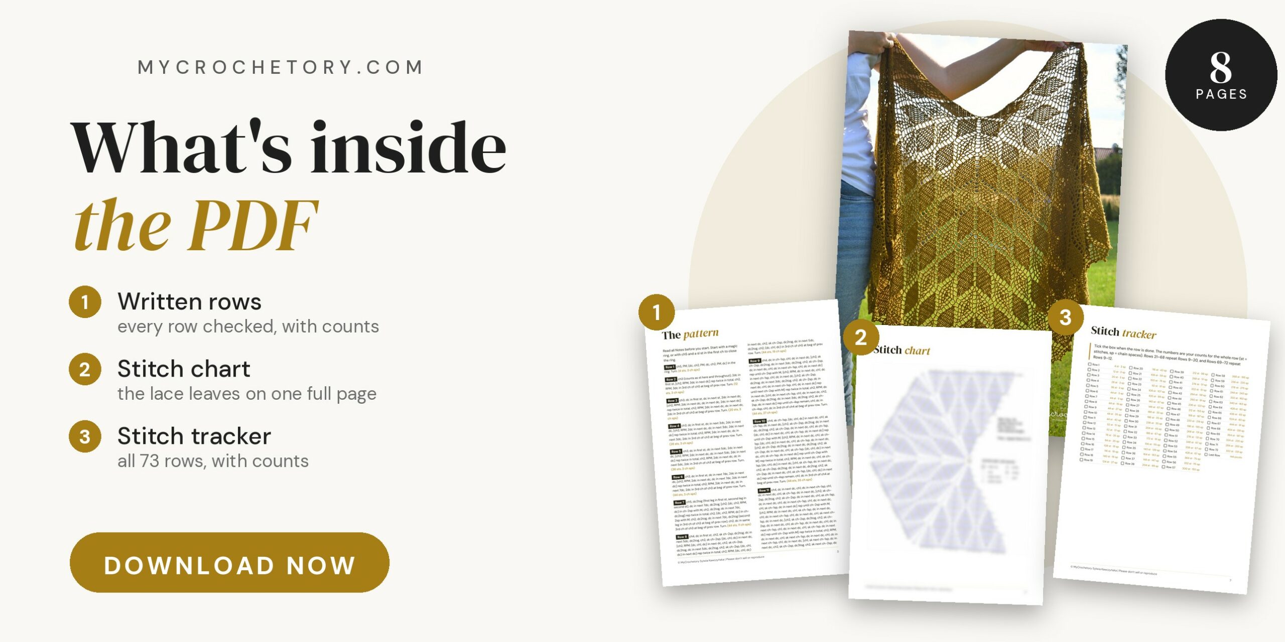 Eira Shawl crochet pattern PDF - what is inside
