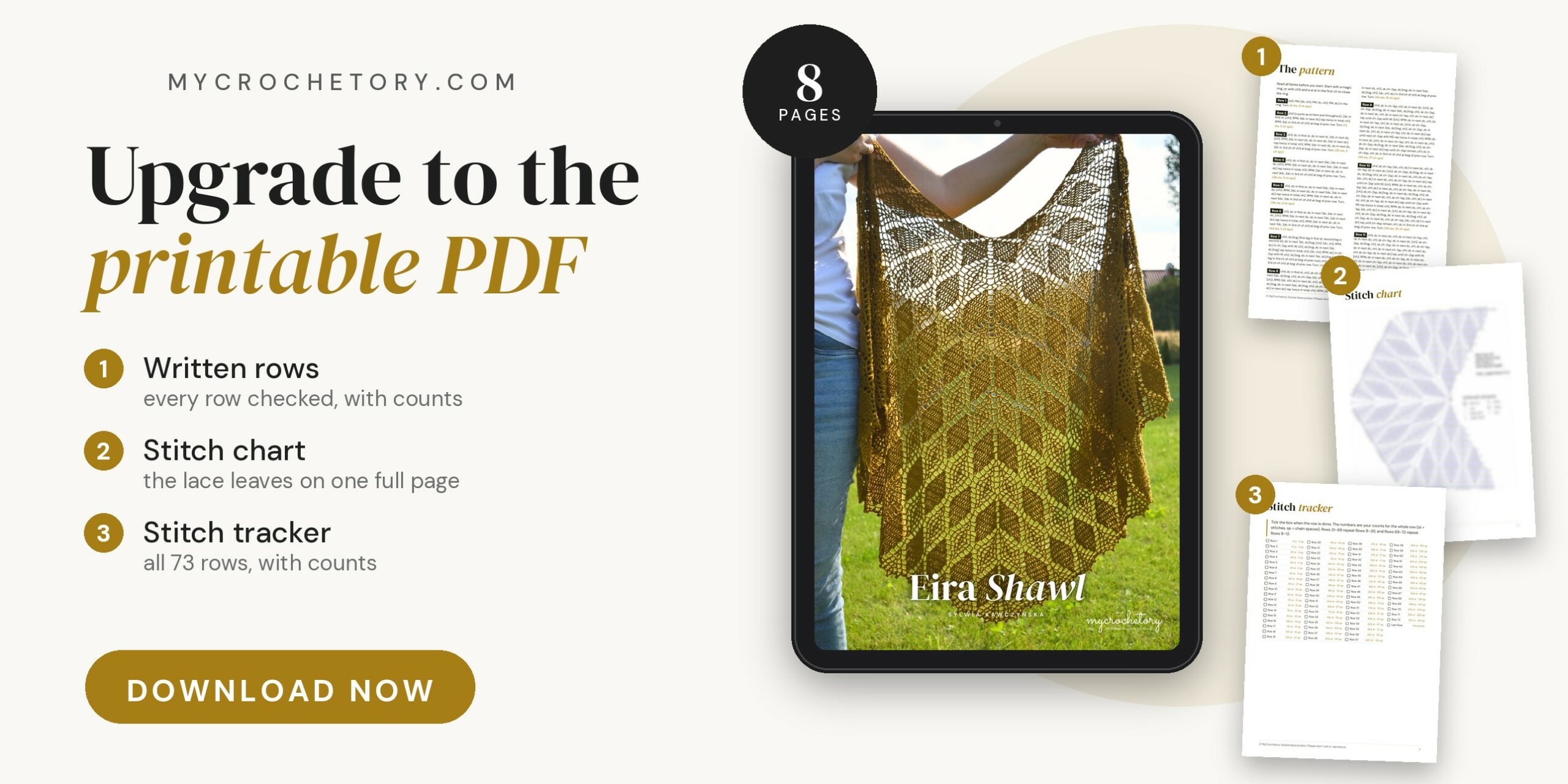 Eira Shawl crochet pattern PDF - upgrade to the printable PDF