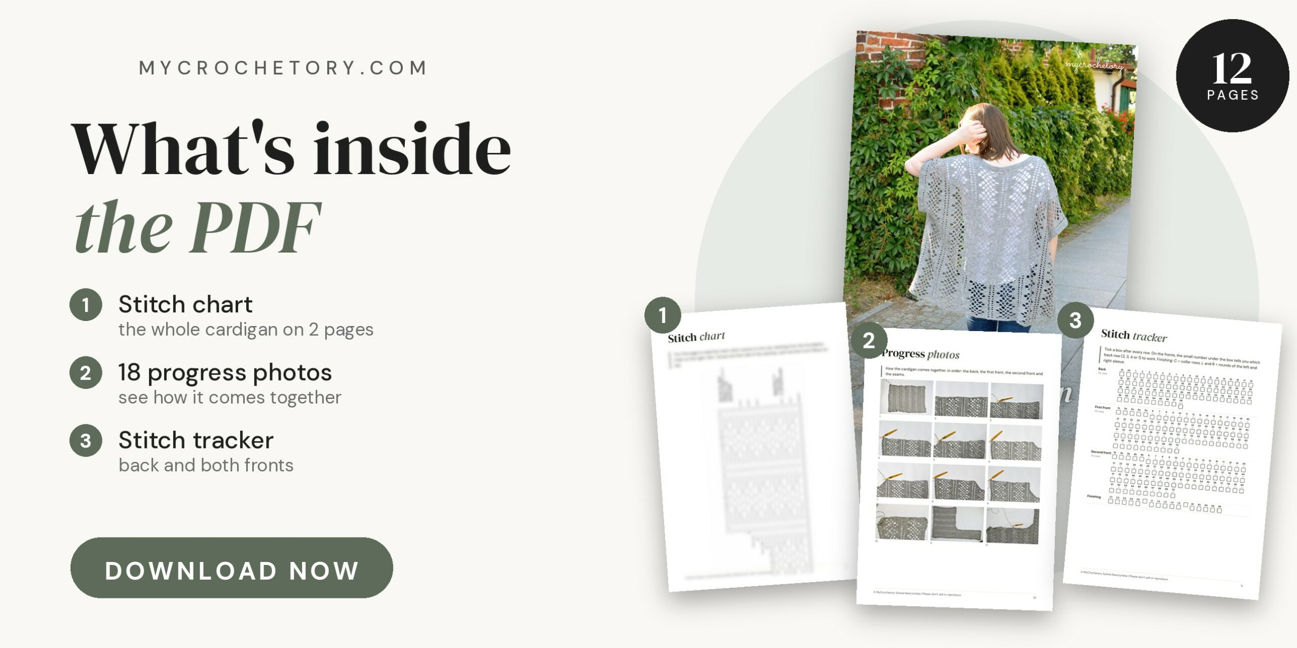 What is inside the Nusa Lightweight Cardigan printable PDF pattern