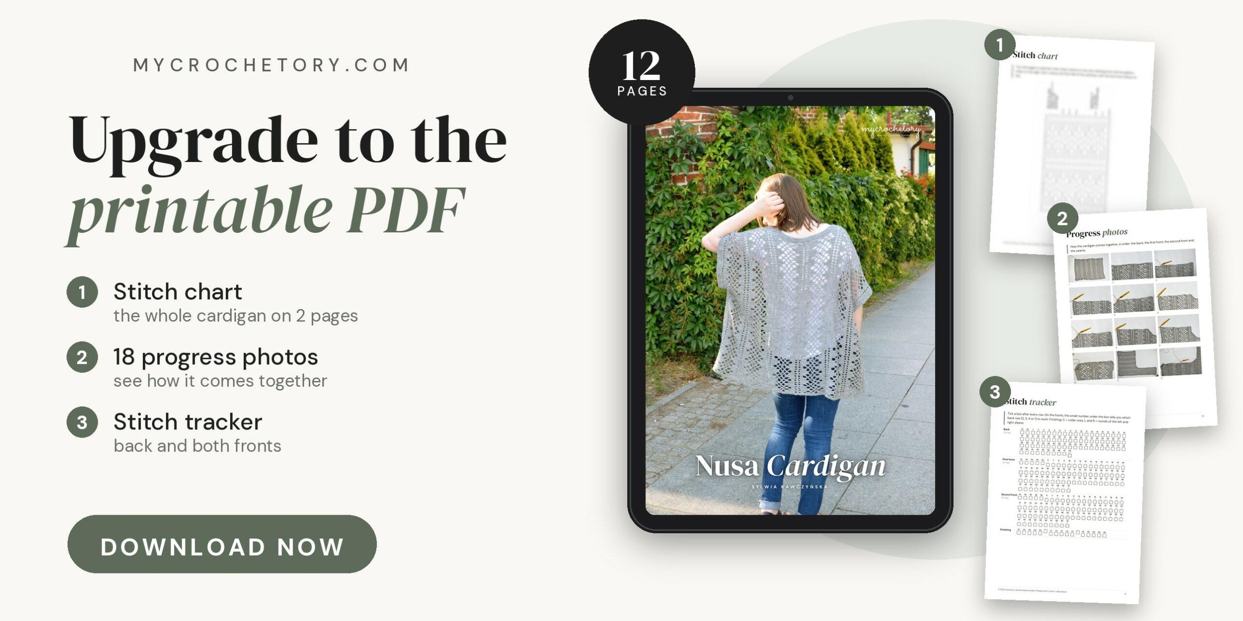 Upgrade to the printable Nusa Lightweight Cardigan PDF pattern
