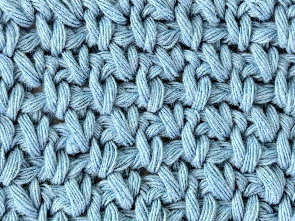 Close-up of moss stitch crochet texture