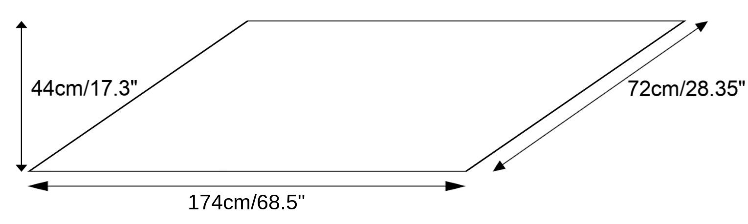 Monochrome Bias Wrap measurements diagram with length and width