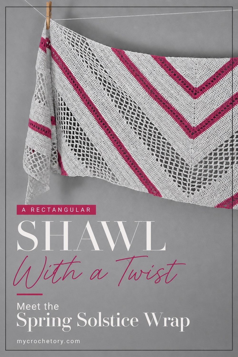 Pin for the Spring Solstice Wrap, a free crochet trapezoid shawl pattern